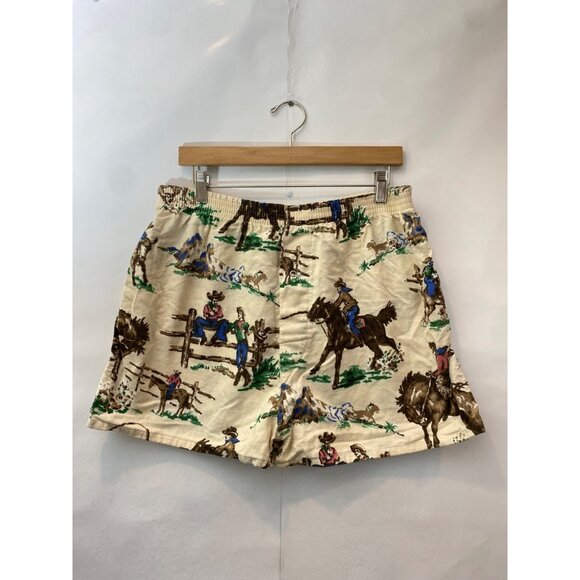 Nick & Nora Women's Flannel Boxer Pajama Shorts Western Rodeo Horse Size Large - Picture 1 of 6